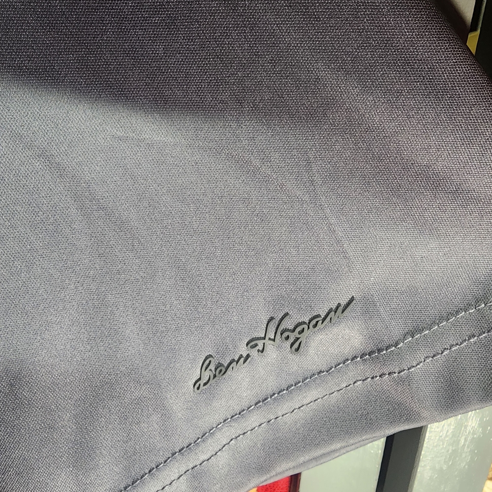 **Hogan Gray Striped Golf Polo with Subtle Pink Accent** - Picture 2 of 5